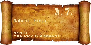 Mahrer Tekla névjegykártya